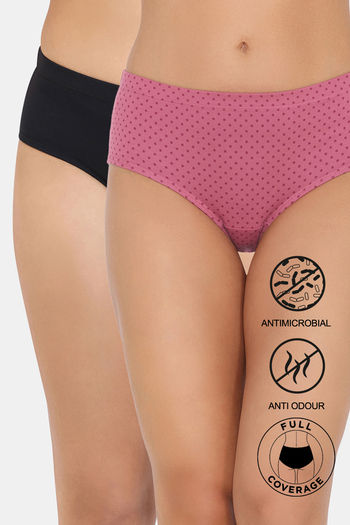 Buy Zivame Medium Rise Full Coverage Hipster Panty (Pack of 2) - Multicolor